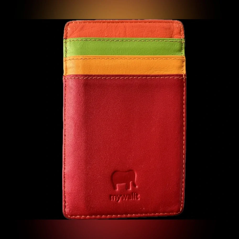 💲💳Leather Credit Card Case Holder Multicolor Red/Orange/Green/Yellow | MyWalit